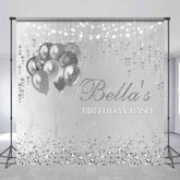 Aperturee - Aperturee Silver Balloons Custom Name Birthday Bash Backdrop